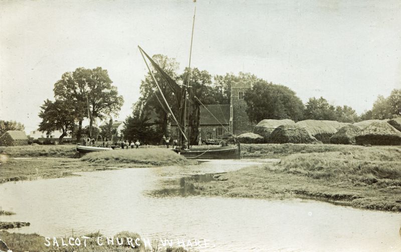  The LORD WARDEN at Church Wharf Salcot unloading flints, c1920. Her skipper at this time was Jack Spitty. 

Used in Down Tops'l page 65 - caption is:

LORD WARDEN after a stack at Salcot, where the creek is now dammed. On this trip the LORD WARDEN's skipper met his future wife, and they were married in the church hard by. Their son has been named after the barge. Page 123 names the ...
Cat1 Places-->Salcott & Virley Cat2 Barges-->Pictures Cat4 [Display on front screen]