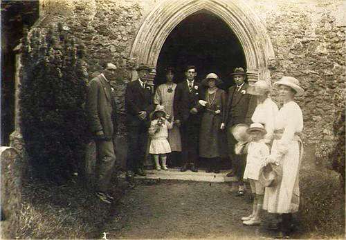  Marriage of Ivan Victor Mole and Eva Ellen Russell, about 1920, St Peter and St Pauls, West Mersea, Essex. [Caption from Ancestry where it was submitted by HannahE10 in 2009].



Details of this wedding from Mersea Museum records - used in 2009 Wedding display but attributed to the wrong photograph:



The marriage of Ivan Victor Mole and Eva Ellen Parkin which took place on 21 ...
Cat1 Families-->Mole Cat2 Families-->Russell