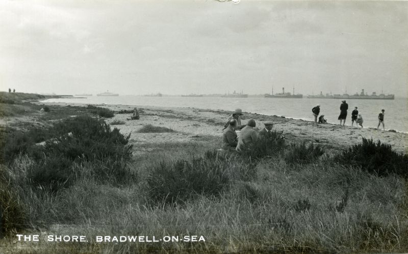 The Shore, Bradwell on Sea. The extreme right hand ship is believed to be HIGHLAND WARRIOR Date: cAugust 1931.