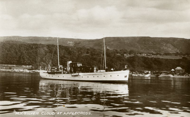  Motor Yacht SILVER CLOUD at Applecross. Postcard not mailed.


Built Philip & Sons, Dartmouth, 1930, Official No. 148016, for Captain A.S. Wills. 
Cat1 Yachts and yachting-->Motor