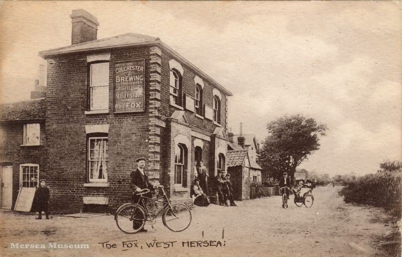  The Fox. Colchester Brewing Co. Ltd. East Road, West Mersea. Postcard mailed June 1915. 
Cat1 Mersea-->Pubs