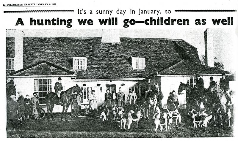  It's a sunny day in January, so

A hunting we well go - children as well.

On Layer Breton Heath outside the Hare and Hounds.

Colchester Gazette. 
Cat1 Birch-->Buildings Cat2 Places-->Layer Breton