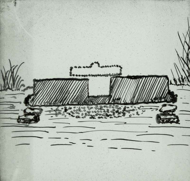  Mersea Barrow - magic lantern slide from S. Hazzledine Warren collection at Essex Field Club. Is this a speculative drawing of a cremation site ? 
Cat1 Mersea-->Barrow-->Pictures
