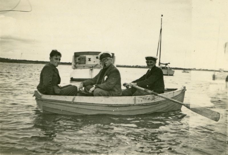 Our Pops.

The dinghy is 'Pup'. Centre Mr Wormell, right Rue Pullen 
Cat1 Families-->Pullen