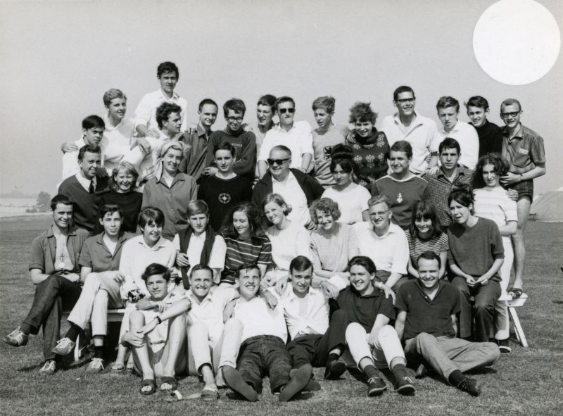 International Youth Camp. Second two weeks 1965 Germany.

Large group from Berlin. Leader in centre (with sunglasses) Willie Schumaker. 
Cat1 Mersea-->Youth Camp