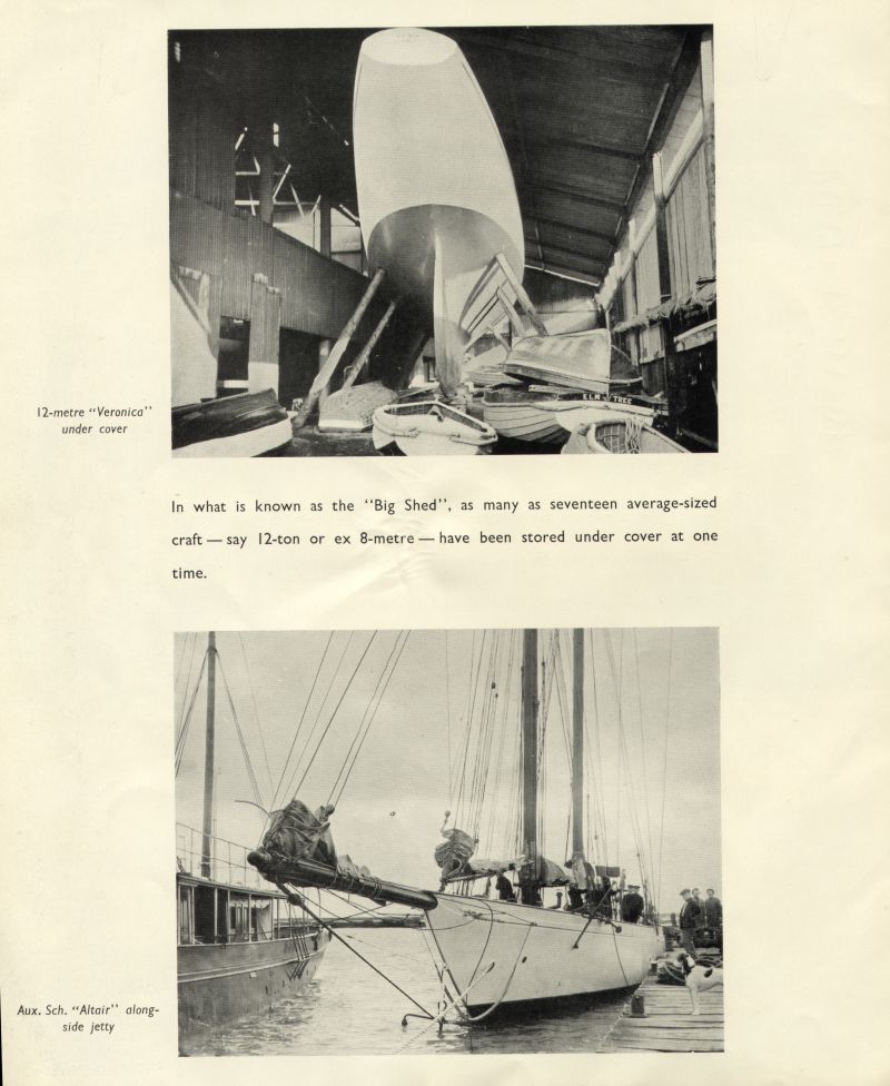  Aldous Successors Ltd catalogue --- page 32. Photos of 12 metre VERONICA and Auxiliary Schooner ALTAIR. 
Cat1 Places-->Brightlingsea-->Shipyards Cat2 Yachts and yachting-->Sail-->Larger