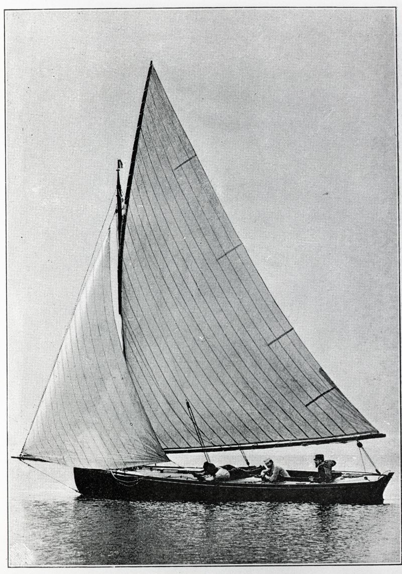  Captain Edward Sycamore racing the BABE, a typical small racing yacht of the time.

Used in The Northseamen page 141. 
Cat1 Places-->Brightlingsea Cat2 Yachts and yachting-->Sail-->Small yachts / dinghies