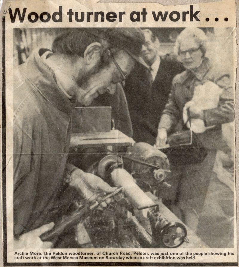 ID AMR_003 Woodturner at work...
<br>Archie Moore, the Peldon woodturner, of Church Road, ...