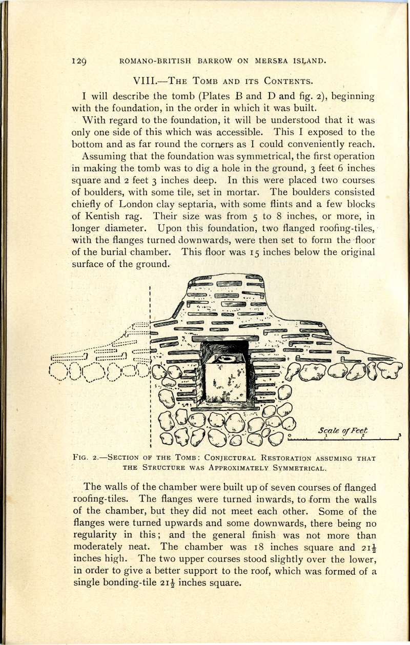  Opening of Romano-British Barrow Page 129.

VIII. The Tomb and its Contents. 
Cat1 Mersea-->Barrow-->Reports