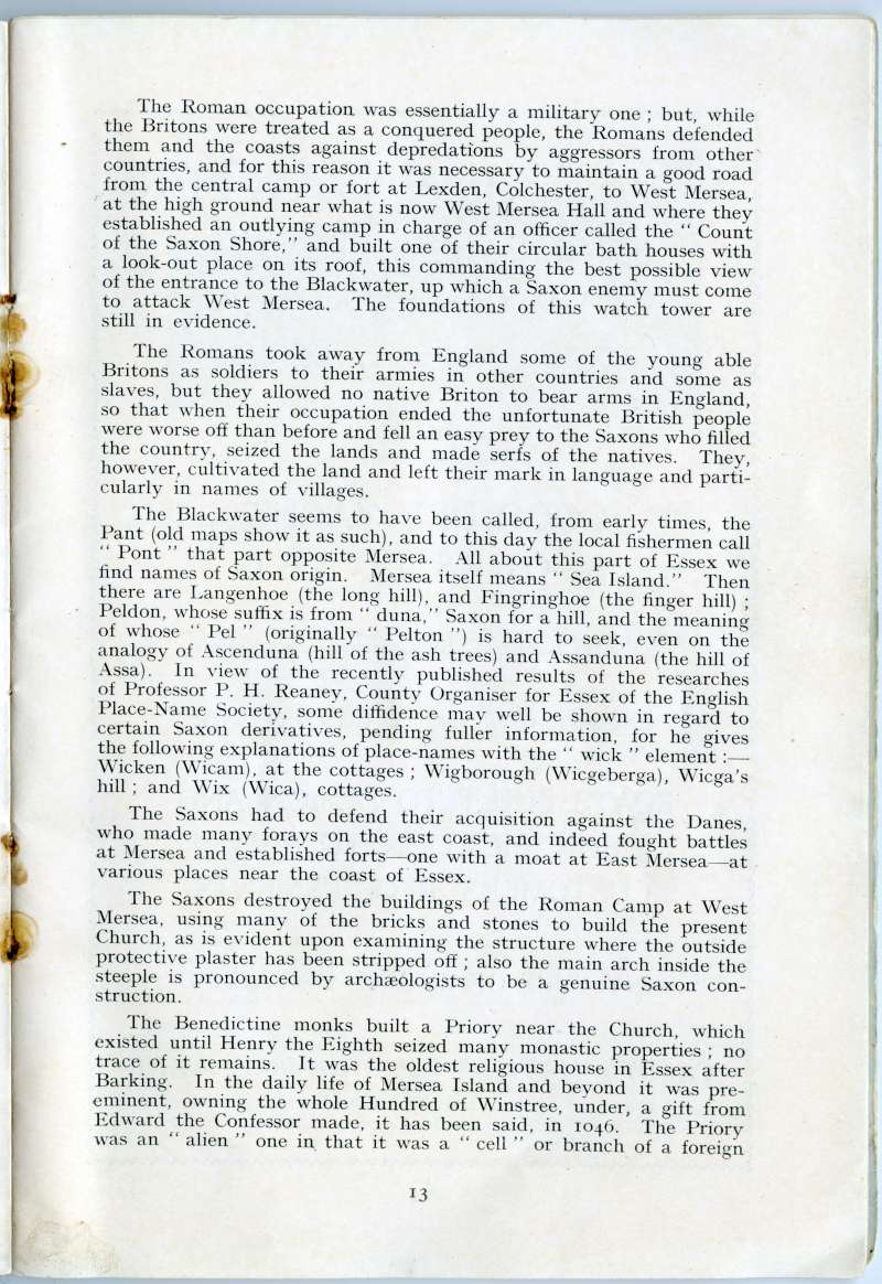  West Mersea Official Guide. Page 13. 
Cat1 Books-->Mersea Guides-->1935