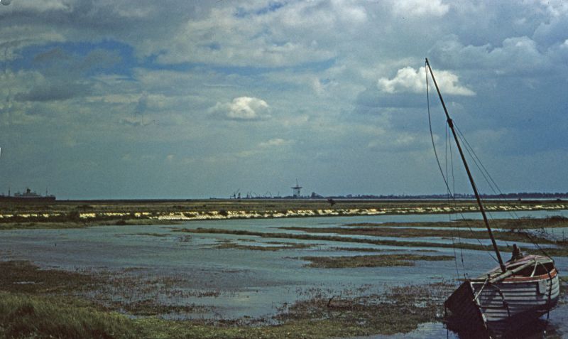  Mell Creek. GOTHIC laid up in the river. A 1950s slide taken by Mary Sime. 
Cat1 Tollesbury-->River Blackwater