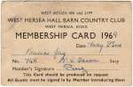 30. ID BJ22_001 West Mersea Hall Barn Country Club. Membership Card 1969.
Pauline Jay. Signed pp D. Farrow Secy.
Cat1 Mersea-->Shops & Businesses