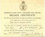 167. ID DIS2008_WLA_153 Women's Land Army Release Certificate for Miss Doris Laura Smith, now known as Babs Newman.
Cat1 People-->Land Army Cat2 Museum-->DisplayPhotos