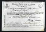  Master's Certificate of Service. Daniel Rich. Born at Peldon 23 June 1795. Has been employed in the Capacities of App Mate & Master 41 years in the British Merchant Service in the Coasting & Foreign Trade. 
 Issued at Hartlepool.  PH01_111