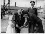 WW2 Minesweeper launch at Wivenhoe. The girl is Rosemary or Penny Pullen.  NTG_MMS_013