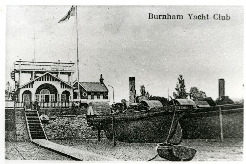  Two paddle steamer tugs outside the Royal Burnham Yacht Club. The name JUMBO can be seen on one.

The steam dredger JUMBO was built by John Howard at Maldon. 
Cat1 Ships and Boats-->Fishing Cat2 Places-->Burnham