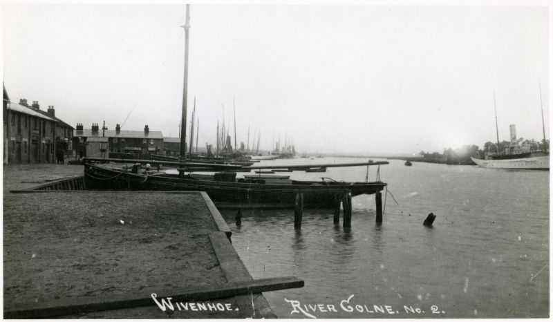  Print of postcard Wivenhoe River Colne No.2. Steam yacht on Fingringhoe bank 
Cat1 Yachts and yachting-->Steam Cat2 Places-->Wivenhoe-->Town
