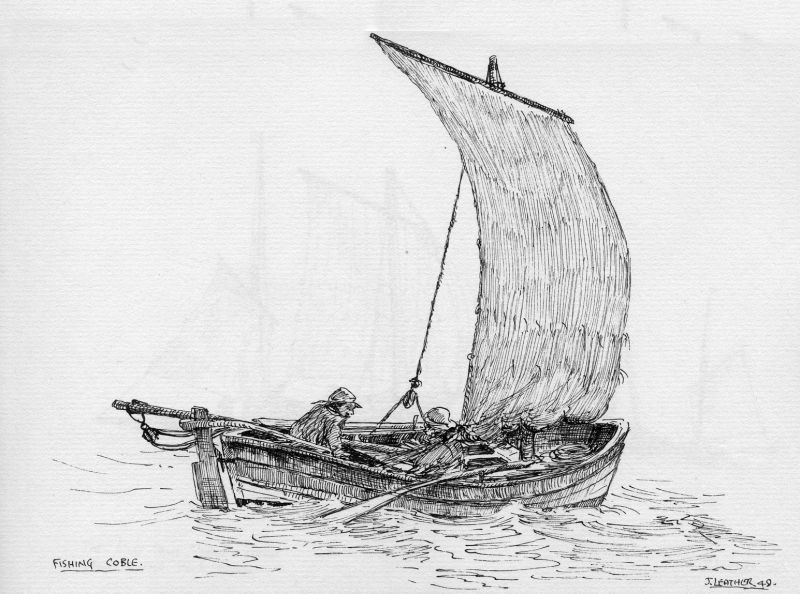  Fishing coble. Sketch by John Leather 
Cat1 Art-->John Leather