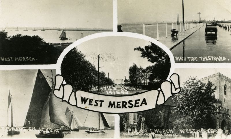  West Mersea multiview postcard 141543 by Bells. 
Cat1 Mersea-->Views