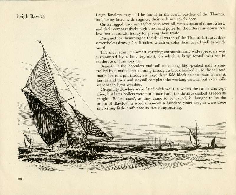  Sailing Ships by Archie White Page 22. Leigh bawley. 
Cat1 Museum-->Papers-->Other Cat2 Smacks and Bawleys