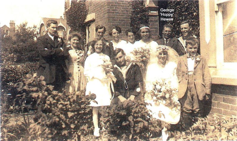  Wedding group are posing outside Walmer Cottage in St. Peters Road. Harry George (Hoppy) Hewes' daughter Maria Maud had just married Charles Elvin Minter from Thorington, a leading stoker in the Royal Navy. The marriage took place at West Mersea Parish Church on 7 June 1919.



Note from Aug 2015:

Hoppy Hewes' grandson Ron Minter was living in St. Peters Road until recently. In the ...
Cat1 Museum-->DisplayPhotos Cat2 Families-->Hewes