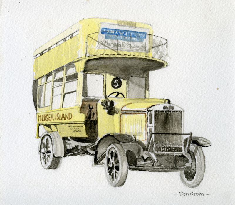 ID RG21_013 A Karrier Primrose Bus HK5195 built on the chassis of an ex WW1 Army Lorry. ...