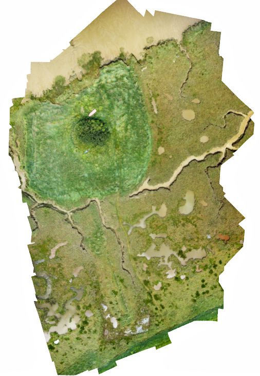  The large Red Hill on the north side of Mersea Island, east of the Strood. Google maps places this at 51 48'04.5N and 0 55'55.3E. The image here is a simple view of the area with North and the Pyefleet Channel near the top. The area is actually mapped in 3 dimensions. 
Cat1 Aerial Views-->Mersea