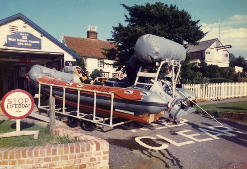  West Mersea Lifeboat ALEXANDER DUCKHAM outside the Lifeboat Station on Coast Road. Stonehill House in the background. 
Cat1 Mersea-->Lifeboat-->Pictures