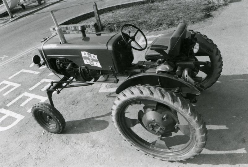  Allis Chalmers tractor outside West Mersea Lifeboat Station. 
Cat1 Mersea-->Lifeboat-->Pictures
