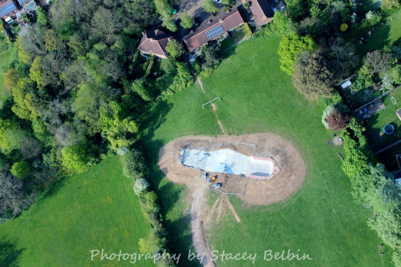  Skateboard park in the School Field.

Part of a collection of aerial views of Mersea taken by Stacey Belbin. If you are interested in purchasing any of these photographs, please contact Stacey at ladygraceboat.trips @ gmail.com 
Cat1 Mersea-->Aerial views-->Stacey Belbin