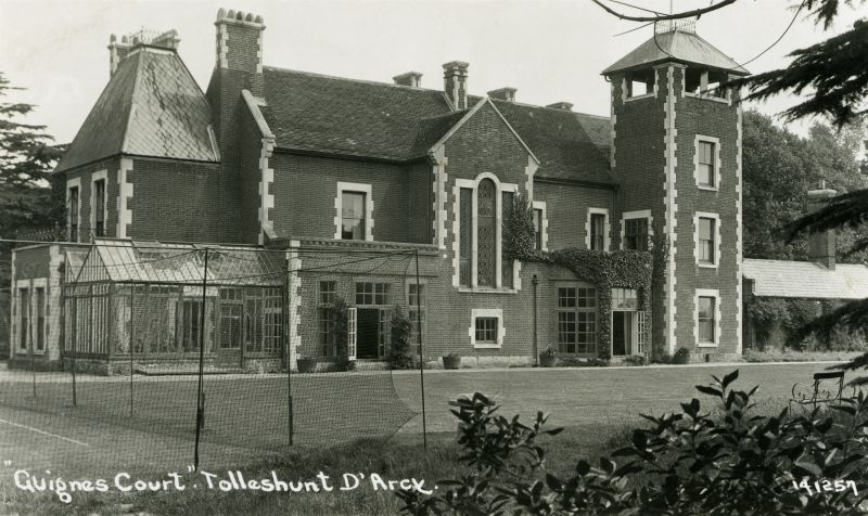 Click to Pause Slide Show


 Guisnes Court, Tolleshunt D'Arcy. Postcard 141257 mailed 1 February 1951

The card is marked Tolleshunt D'Arcy but the on maps going back to at least 1874, Guisnes Court is some distance inside the Tollesbury boundary. 
Cat1 Places-->Tolleshunt D'Arcy Cat2 Tollesbury-->Buildings