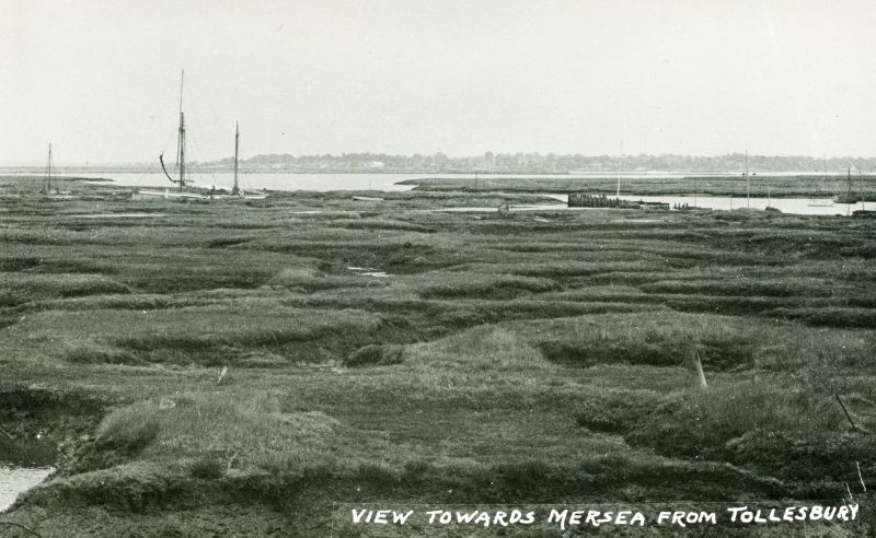  View towards Mersea from Tollesbury. Postcard written 20 September 1946. 
Cat1 Tollesbury-->Woodrolfe
