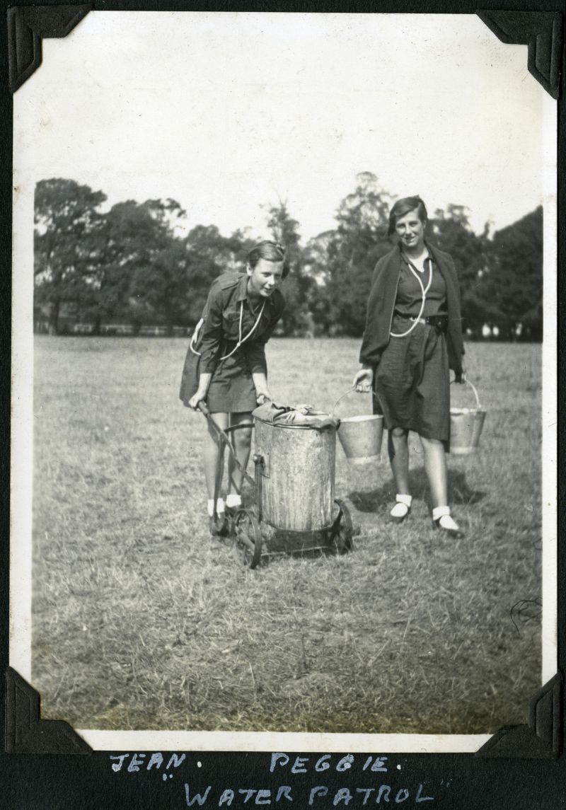  Girl Guides - Camp 1934. Jean [ Tredgett ], Peggie [ Marriage ]. Water Patrol. 
Cat1 Girl Guides
