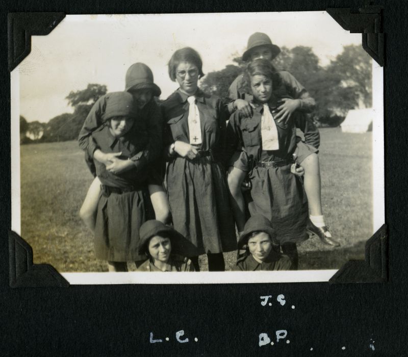  Girl Guides - Camp 1934.

?, ?, J.S.

L.C., B.P. 
Cat1 Girl Guides