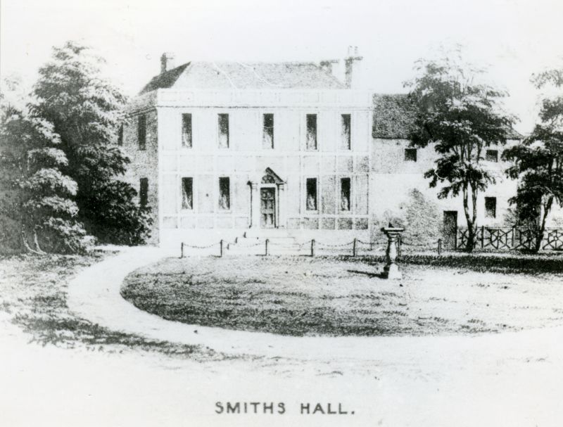  Smiths Hall. Long demolished, it was situated near northern end of Dawes Lane. At one time a Dr Lazarus-Barlow lived there. 'Bump' Farthing and his father were gardeners there.

From Album 6. 
Cat1 Mersea-->Buildings Cat2 Families-->Farthing