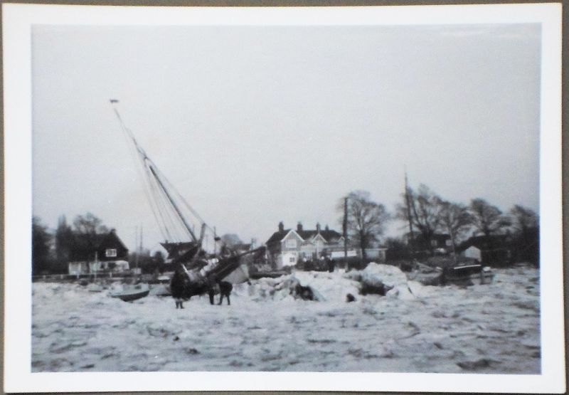  Looking towards The Victory from pack ice in harbour in the hard winter of 1962-63. 
Cat1 Weather Cat2 Mersea-->Coast Road