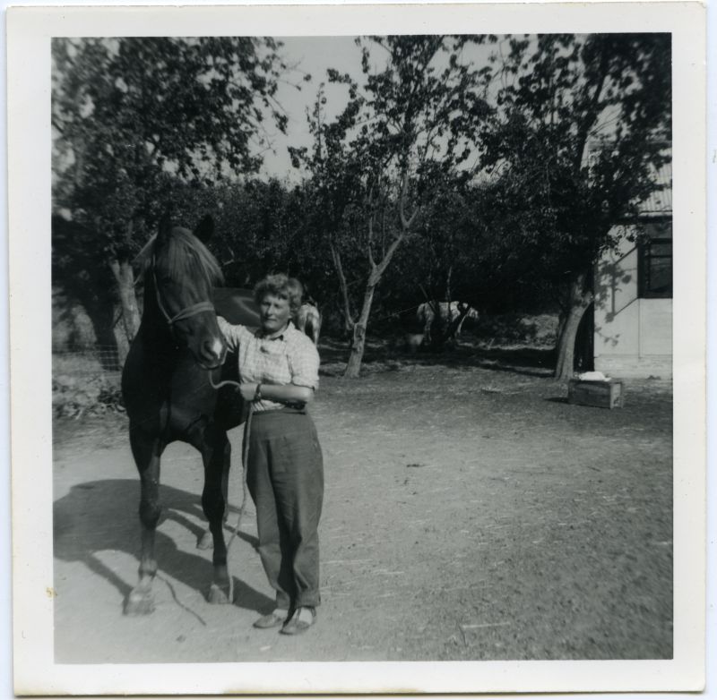 ID AWA_221 Patricia Catchpole with Orion, at the riding stables.