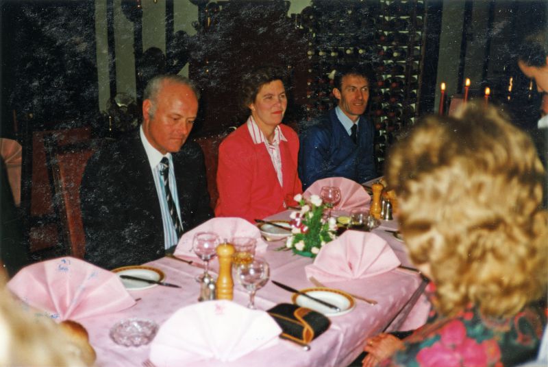  Mersea Island Sea Cadets - dinner at Willow Lodge for organisers of the 1988 Reunion.

Owen Fletcher, Sheila Phillips, Trevor Hart. 
Cat1 Sea Cadets