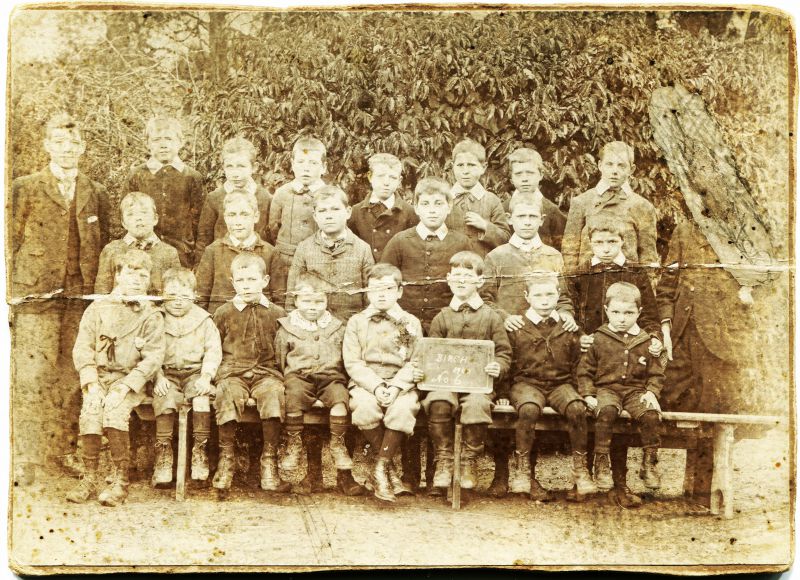  Birch School No.6. 1900. 

Charles Pettican 4th from left first row (from back of photograph). 
Headmaster Mr Chandler probably on the right, but the face has been scratched out. 
Cat1 Birch-->School