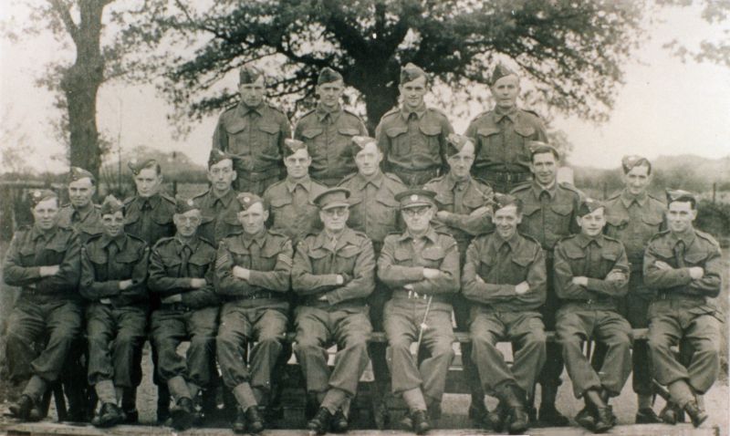  Layer Marney Home Guard 1944, taken at Dukes Farm, Layer Marney.

Front row L-R 1. Sunny Ratcliffe, 2. Charlie Cranmer, 3. William Vincent, 4. Nathaniel 'Nat' Fennel, 5. Harry Cant, 6. Basil Bowyer, 7. James 'Jim' Havis, 8. Tony Bickers, 9. Charlie Meekings.

Middle row 1. Fred Bambridge, 2. Max Playle, 3. Les ? White, 4. John ? Boreham, 5. Eric Rootkin, 6. Cyril Olley, 7. F. Robinson, 8. ...
Cat1 Places-->Layer Marney Cat2 War-->World War 2