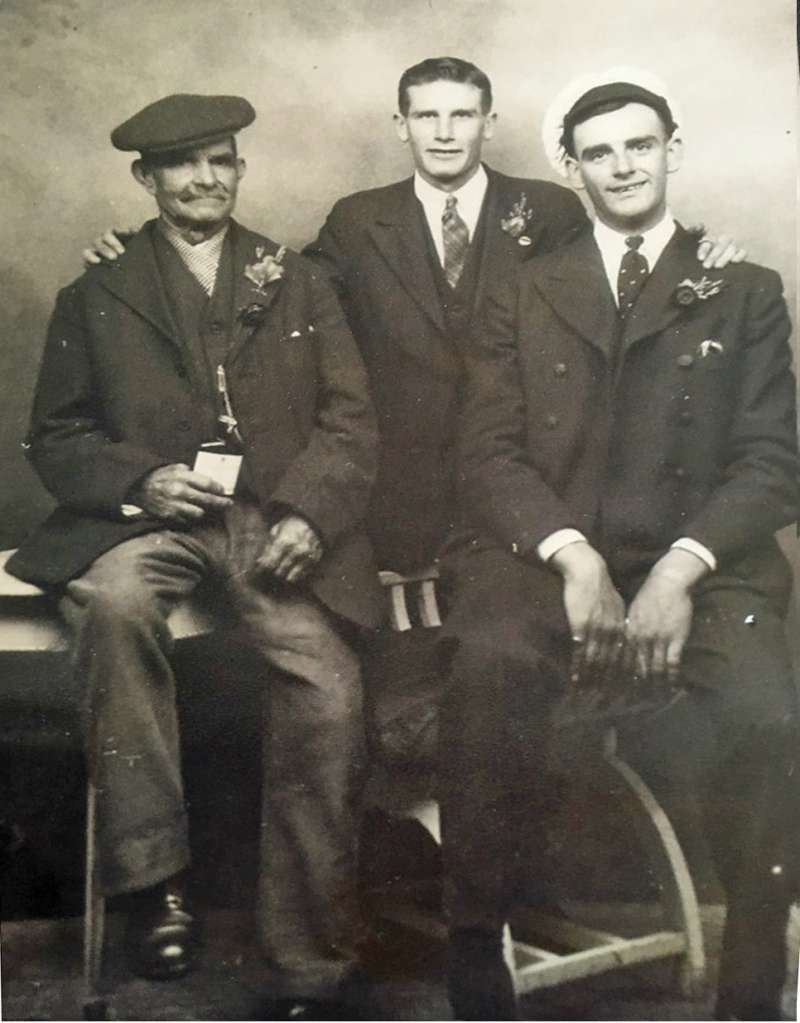  Alfred Butler on the right. 

The picture came from Mary Vince. It is at a wedding, but there are no further details. Who are the others ? 
Cat1 Families-->Other
