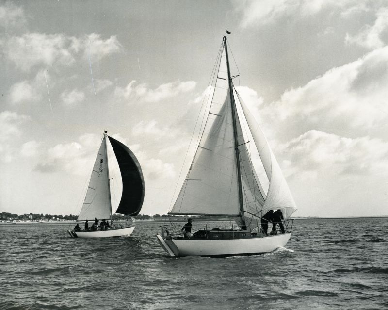  JANMER on the right, owned by Joan and Norman Ward. 
Cat1 Yachts and yachting-->Sail-->Larger Cat2 Families-->Pullen