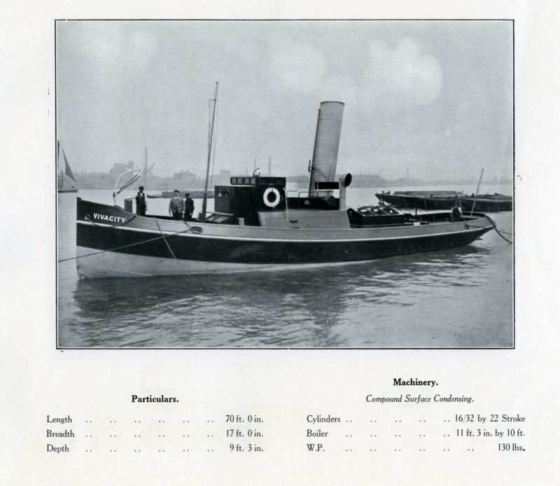  VIVACITY. From Otto Andersen catalogue.

MNL 1919 has VIVACITY built Greenwich 1910 for Vokins & Co., Official No. 129194. 
Cat1 Places-->Wivenhoe-->Shipyards
