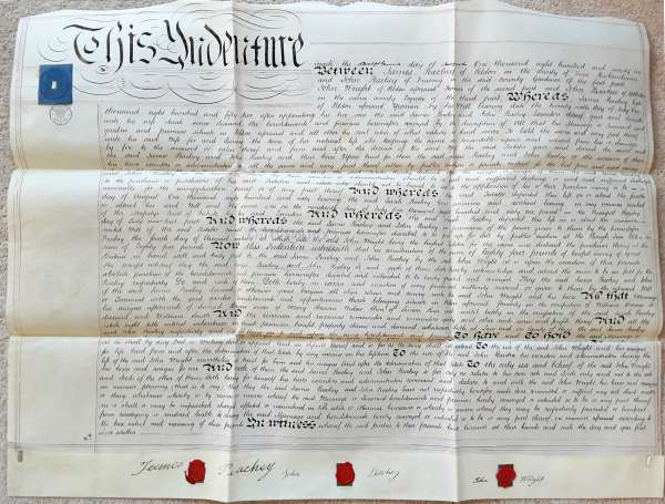  This Indenture made the twelfth day of August one thousand eight hundred and seventy one between James Peachey of Peldon in the county of Essex husbandman and John Peachey of Frating in the said county Gardener of the first par John Wright of Peldon aforesaid Farmer of the second part and John Bawtree of Abberton in the same county Esquire of the third part ...


Signed James Peachey, John ...
Cat1 Places-->Peldon-->Buildings