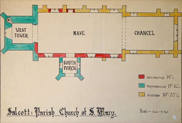  Salcott Parish Church of St Mary. Plan by T.B. Millatt 
Cat1 Places-->Salcott & Virley