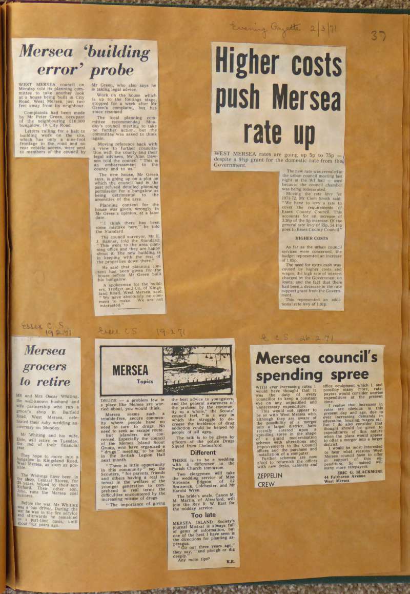  West Mersea Council Cuttings Book 1 page 37. 
Cat1 Museum-->Papers-->West Mersea Council