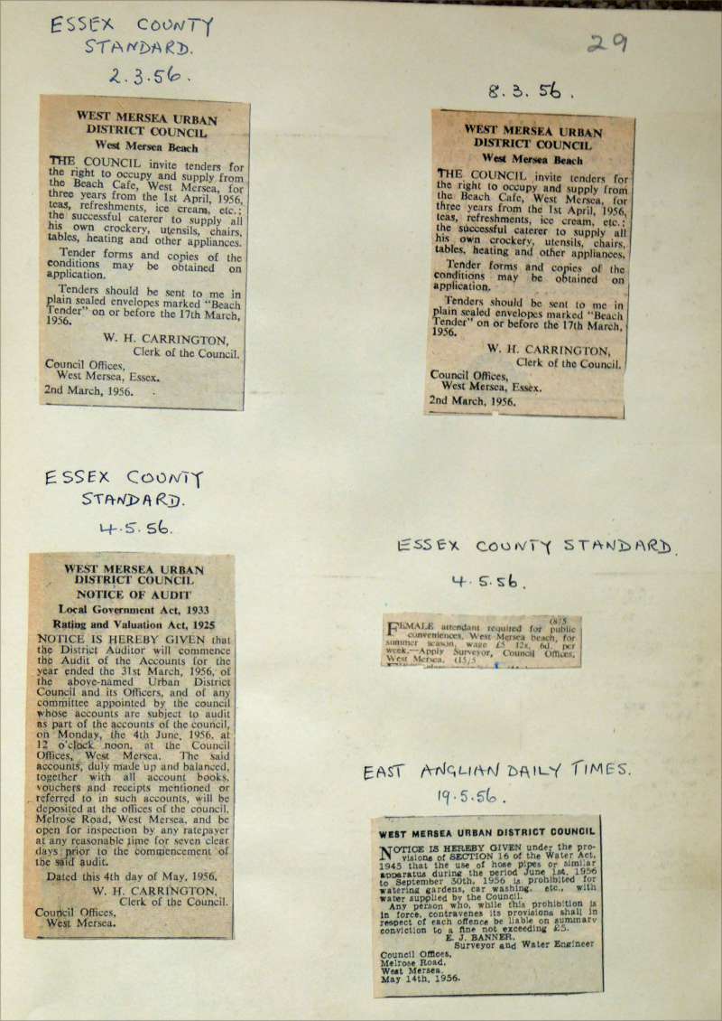  West Mersea Council News Cuttings 1949-80 page 29 
Cat1 Museum-->Papers-->West Mersea Council