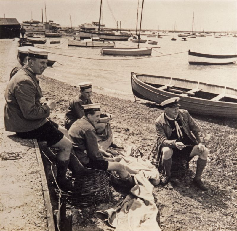 Sea Scouts on the Mersea foreshore. The late Hugh Markham.

Possibly 1950s. Photo donated by Andrew Sales. 
Cat1 Mersea-->Old City & the Hard Cat2 Scouts