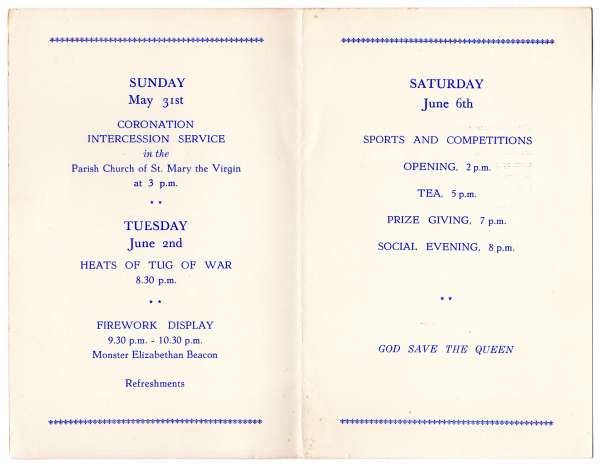  Layer Marney Coronation Programme

May 31st to June 6th, 1953 
Cat1 Places-->Layer Marney