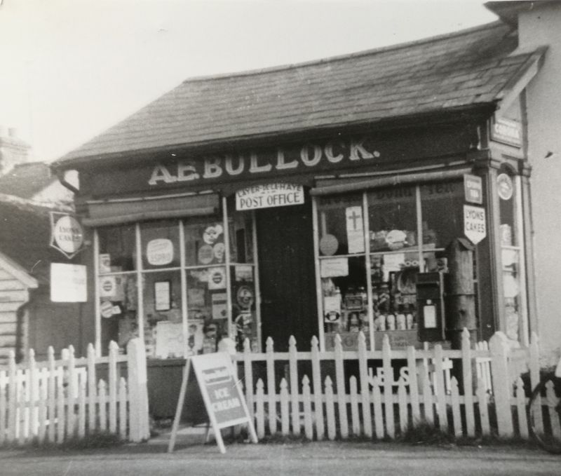  A.E. Bullock stores and Post Office, Layer de la Haye



Originally the shop was owned by George Bullock. 
It then passed to his son, Arthur George Bullock and his wife Minnie Beatrice who ran the stores until 1948. 
At that time Arthur Edgar and his wife Dorothy Geraldine Rose Bullock took over. Dorothy died 19th September 1999. 

Arthur had two sisters; Martha Jane and Catherine ...
Cat1 Places-->Layer de la Haye